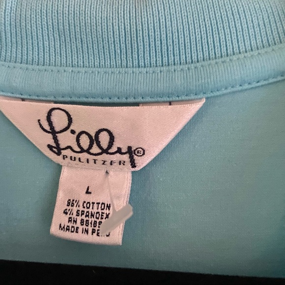 Lily Pulitzer• bright blue polo palm tree emblem size large - Picture 5 of 5